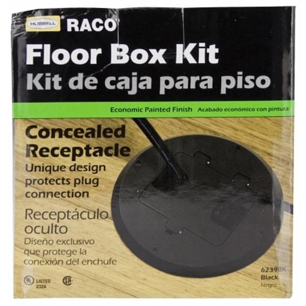 Raco Hubbel Electric Raco Black Concealed Receptacle Floor Box Kit 6239BK 6239BK - main
